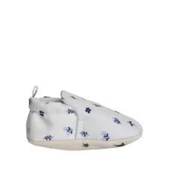 🇨🇦 RISE LITTLE EARTHLING BNWT Floral Baby Shoes, White/Navy, 0-3 Months. - Picture 2 of 6